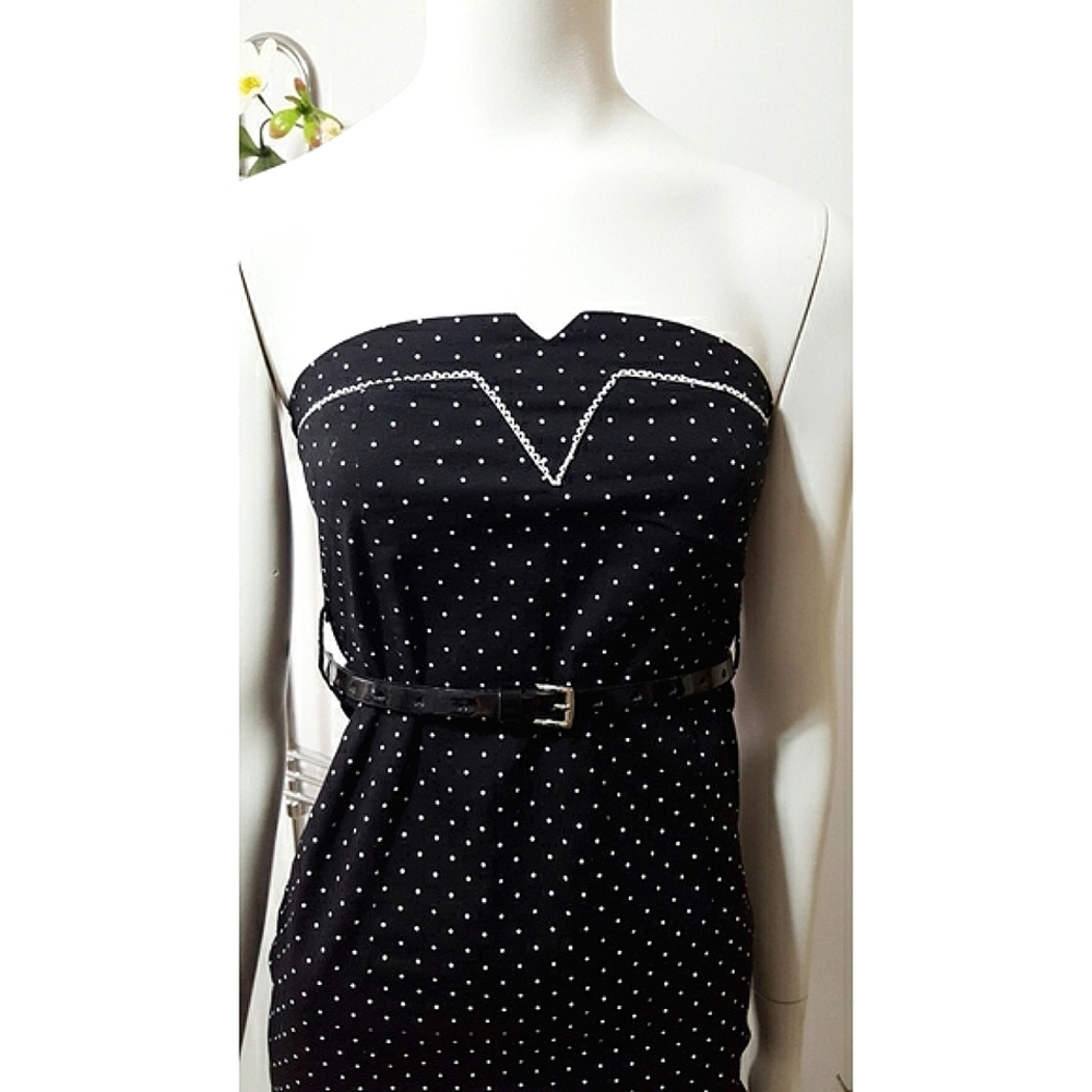 90's-Y2K🔥Polka-dot Strapless Stretchy Summer Dress - Picture 6 of 12